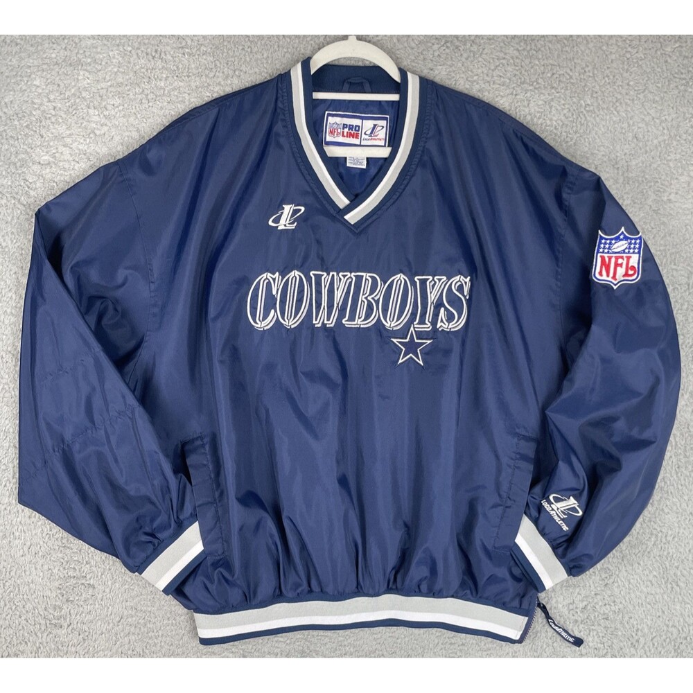 Vintage Dallas Cowboys Pro Line Windbreaker Jacket Mens XL Blue Pullover 90s EUC